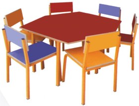 تصویر میز ذوزنقه ای مهد کودک | میز آموزشی 