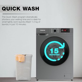 تصویر Nikai 7KG 16 Programs Front Load Washer, Steam Wash, 1000 RPM, 4 Star Energy Saving, Fully Automatic Washing Machine, Digital LCD Display, Child Lock, Best for Home & Small Family - NWM701FN9S Silver 