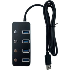 تصویر هاب 4 پورت USB.3 کلید دار کی نت مدل H5 K-HUAMH504 K-Net H5 K-HUAMH504 USB Hub