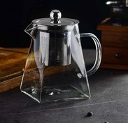 تصویر قوری پیرکس مقاوم با صافی دار کف مربع 