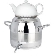 تصویر کتری و قوری استیل 6 لیتر تک خط برند نیچی Nichi brand 6 liter single line steel kettle and teapot