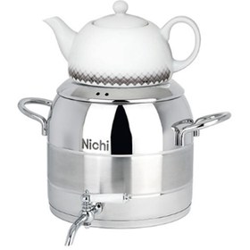 تصویر کتری و قوری استیل 6 لیتر تک خط برند نیچی Nichi brand 6 liter single line steel kettle and teapot