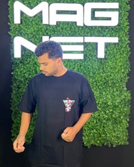 تصویر تیشرت لش طرح فلامینگو مشکی 