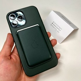 تصویر قاب چرمی اصلی مگ سیف دار آیفون رنگ سبز- Apple Iphone Sequoia Green Leather Case With Magsafe 