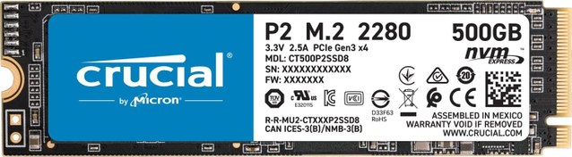 تصویر حافظه SSD M.2 CRUCIAL P2 500GB NVMe (استوک با گارانتی) 