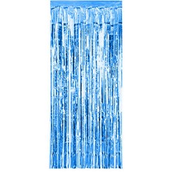 تصویر پرده متالایز آبی لی لی بالن 