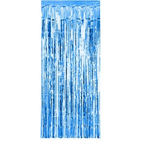 تصویر پرده متالایز آبی لی لی بالن 