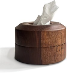 تصویر جا دستمال کاغذی چوبی طرح استوانه کد 150 