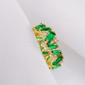 تصویر انگشتر نگین سبز زمردی طلایی 