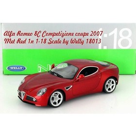 تصویر ماکت ماشین الفا رومئو Alfa Romeo 8C Competizione coupe 2007 Met Red 1n 1-18 Scale by Welly 