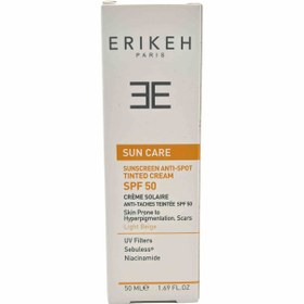 تصویر کرم ضد آفتاب SPF50 مخصوص پوست های خشک و نرمال اریکه بژ روشن 50میلی لیتر Erikeh SPF50 Sun Care Sunscreen 50ml Light Beige