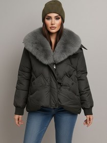 تصویر کاپشن وارداتی یقه پوستی زنانه 