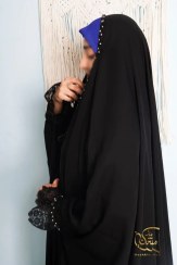 تصویر چادر جده عربی مجلسی مرواریدی مدل غزاله | چادر لاکچری سبک و آزاد 