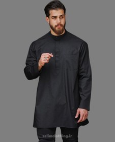 تصویر پیراهن مردانه مشکی دکمه مخفی سلیم 