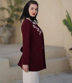 تصویر کت کرپ زرشکی جواهردوزی ترنم 