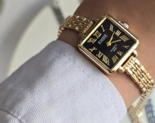 تصویر ساعت زنانه ارزان ۰۱(طلایی ص مشکی) 