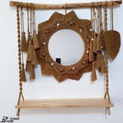 تصویر شلف مکرومه قهوه ای دستباف مدل ایرانا| macrame shelf 