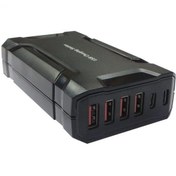 تصویر هاب شارژر USB و Type-C هوشمند 6 کانال فرانت مدل FN-UPC320 Faranet Type-C 5 Port Smart USB FN-UPC320