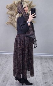 تصویر ست سه تیکه کت و دامن پلنگی زنانه مدل ترلان سایز ۳۸ تا ۴۶ 