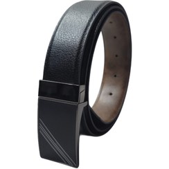 تصویر کمربند چرم مردانه دورو مدل سگک چرخشی 
