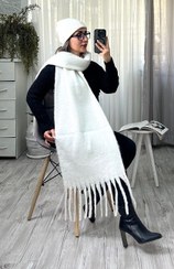 تصویر اسکارف بزرگ زنانه سفید بیگ اسکارف 