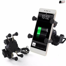 تصویر هولدر موبایل موتور و دوچرخه شارژر دار MI22 - Motorcycle phone holder with charger MI22 