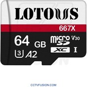 تصویر کارت حافظه‌ microSDHC لوتوس استاندارد U3 A2 مدل 667X ظرفیت 64 گیگابایت Lotous Memory Card 667X microSDHC U3 A2 - 64GB