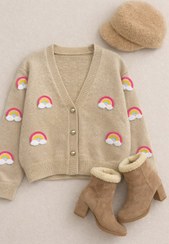 تصویر کاردیگن بافت زنانه رنگین کمان وارداتی 