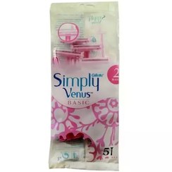 تصویر خودتراش زنانه 2 لبه ونوس مدل Simply Venus Basic بسته 5 عددی 