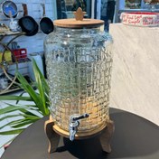 تصویر کلمن شیشه ای پایه چوبی مدل حصیری 