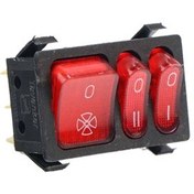 تصویر کلید راکر چراغ دار سه پل مناسب بخاری برقی (دو کلید کوچک و یک کلید بزرگ) ROCKER SWITCH