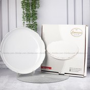 تصویر دیس گرد موج چینی لمون سایز بزرگ خط طلا 313L 