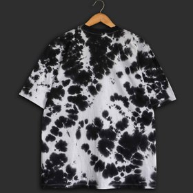 تصویر تیشرت تای دای اورسایز ( شیبوری ) ابروبادی سفید-مشکی Black & White Oversized Tie-Dye Tshirt