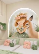 تصویر استیکر اتاق طرح دختر و آهو 