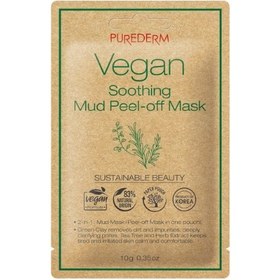 تصویر ماسک لایه بردار وگن مدل گل رز PUREDERM VEGAN SOOTHING MUD PEEL-OFF Mask