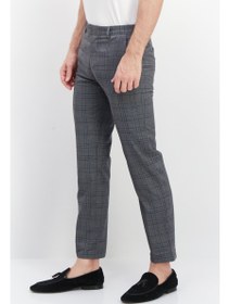 تصویر شلوار رسمی مردانه با طراحی چهارخانه، خاکستری برند selected Men Regular Fit Plaid Dress Pants, Grey