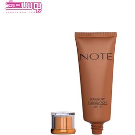 تصویر کرم پودر نوت برنزه کننده Sunglow  در چند رنگ Note Foundation Bronzing Sunglow Vitamin E SPF15