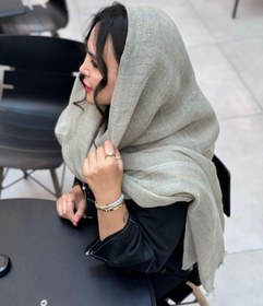 تصویر شال لینن پاییزه - خاکی 