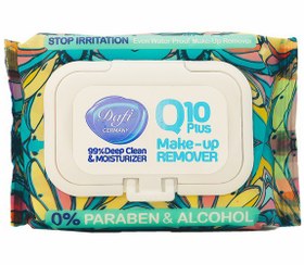 تصویر دستمال مرطوب پاک کننده آرایش چشم و صورت ضد Dafi Q10 plus Make Up Remover Wet Wips 50pcs