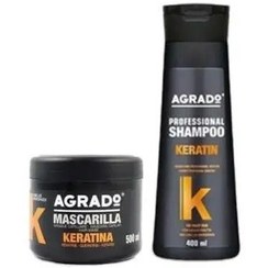 تصویر ماسک مو آگرادو (Agrado) مدل Keratina حجم 500 میلی لیتر به همراه شامپو مو مدل Keratin حجم 400 میلی لیتر ماسک مو Keratina انواع مو 500 میلی لیتر آگرادو