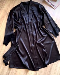 تصویر روبدوشامبر ساتن آستین تور دار 