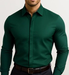 تصویر پیراهن دوشین مردانه رنگ یشمی سایز L کد ۱۲۸ 