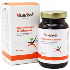 تصویر كپسول ژلاتینی نرم مولتی ویتامین و مینرال 60 عدد ویتالی تون Vitally Tone Multivitamin and Minerals 60 Capslus