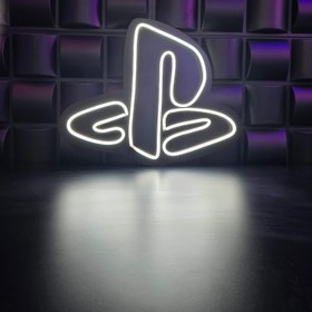 تصویر نئون طرح آرم پلی استیشن - در رنگ های :آبی ، سفید ، صورتی PLAY STATION