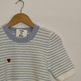 تصویر بافت آستین کوتاه راه‌دار قلبی کد T181-7 - فری سایز 