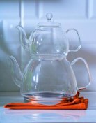 تصویر کتری قوری چای‌ساز سنتی شیشه ای یاسمین بوروسیلیکات آجار ACAR 