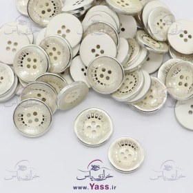 تصویر دکمه تخفیفی صدفی سفید نقره ای 2 سایز (بسته 100 عددی) 