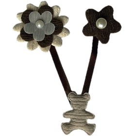 تصویر تکه‌دوزی خرس با گل و آویز 