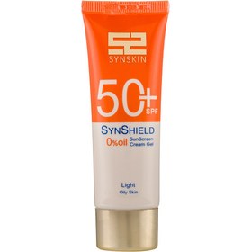 تصویر ژل کرم ضد آفتاب فاقد چربی spf50 بژ روشن ساین اسکین GEL SUN SCREEN SYN SHIELD COLORED SPF50 SYNSKIN