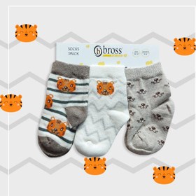 تصویر پک جوراب 3 عددی نوزادی پسرانه bross ا Bross 3-piece baby socks pack Bross 3-piece baby socks pack